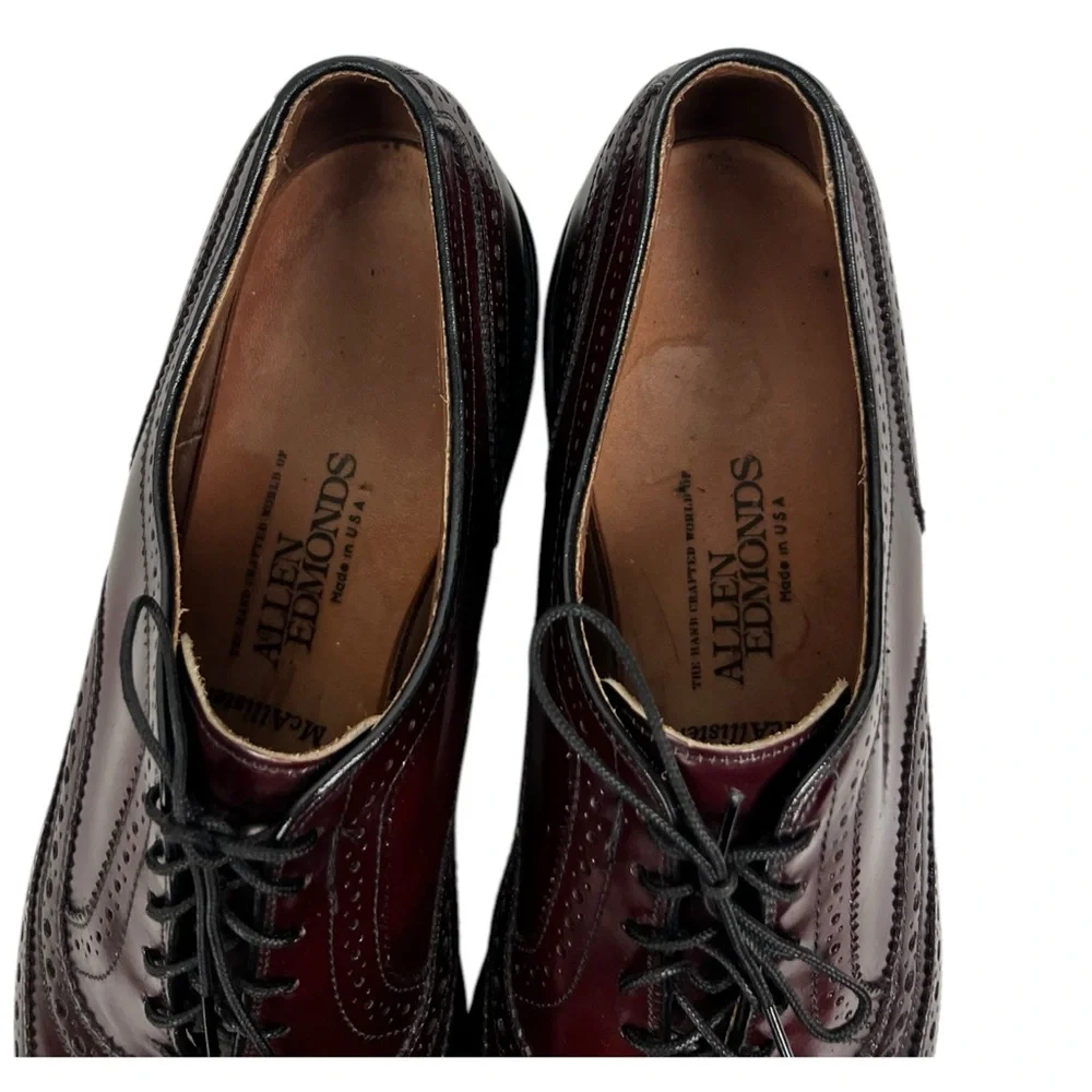 Allen Edmonds MCALLISTER Mens 11 A Wingtip Oxfords Brown Red Made In USA